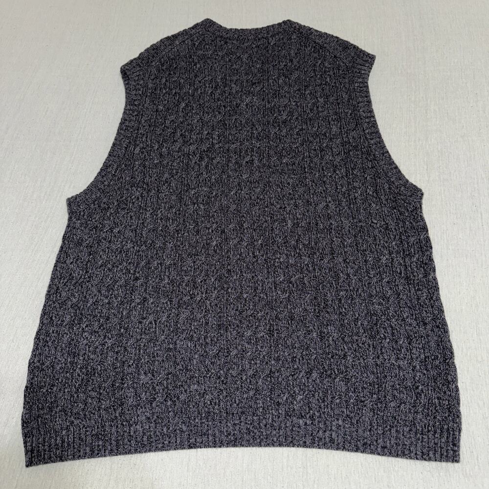 Vintage Nike Tiger Woods Cable Knit Sweater Vest L Gray Cotton Golf Y2K EUC